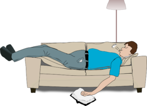 man sleeping on sofa illustration 